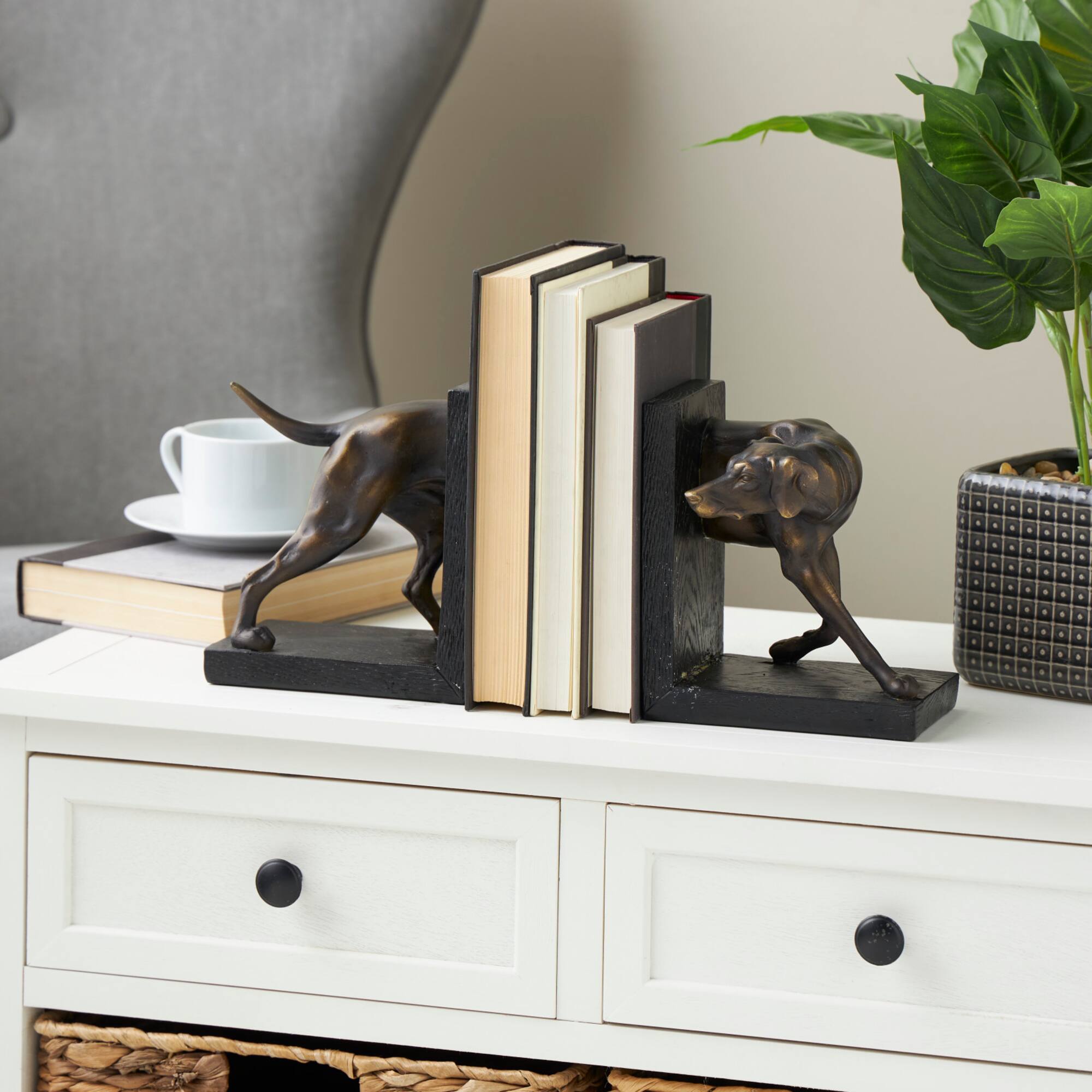7" Black Greyhound Decorative Bookend Set